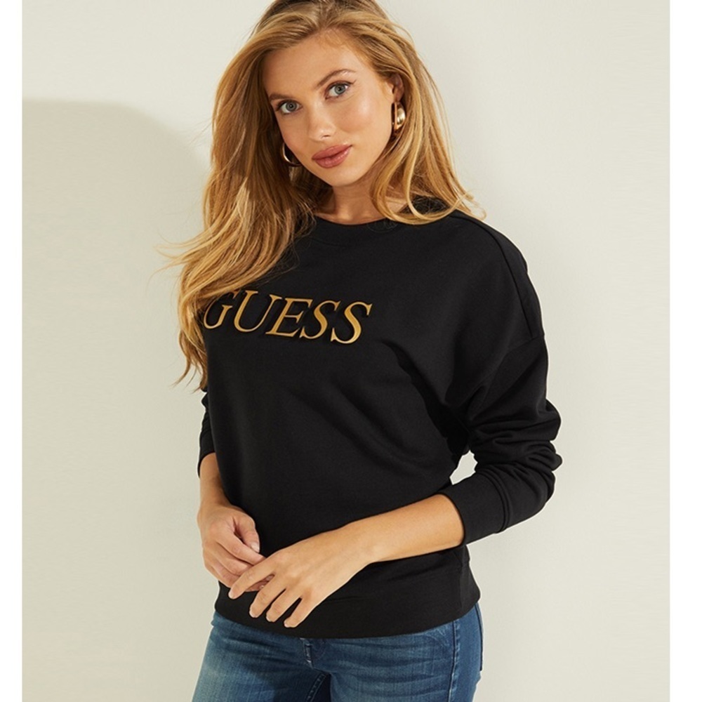 New GUESS Embossed Foil-Logo Pullover SZ XS